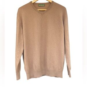 Serbal Men's 100% Cashmere Tan Sweater size XL beautiful